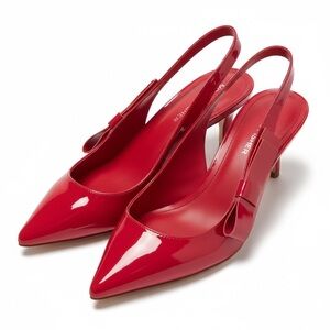 Marc Fisher Allon Red Patent Bow Slingback Kitten Heel
Pumps